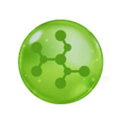 pittogramma verde su sfondo bianco molecola di acido ialuronico