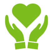 Schizzo verde delle mani che tengono cuore su una priorità bassa bianca Schizzo verde delle mani che tengono cuore su una priorità bassa bianca