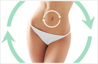 corpo femminile con pancia piatta e circolazione anticellulite in atto