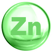 icona di molecola di zinco verde su sfondo bianco di piccole dimensioni