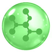 icona di molecola verde su sfondo bianco di piccole dimensioni