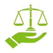 mano del fumetto che tiene bilance per rappresentare l'equilibrio