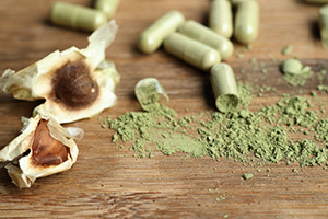 polvere verde di moringa capsule di moringa e foglie di moringa