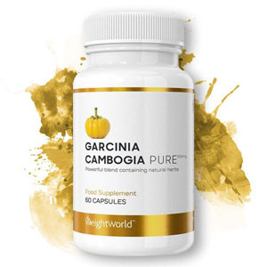 garcinia cambogia pura confezione bianca con contorno dorato e zucca al centro