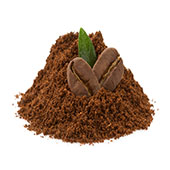 polvere del caffè ed il chicco di caffè verde su un fondo bianco polvere del caffè ed il chicco di caffè verde su un fondo bianco