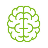 Attingendo il cervello verde su sfondo bianco che rappresenta la chiarezza Attingendo il cervello verde su sfondo bianco che rappresenta la chiarezza