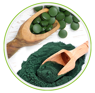 ingredienti di spirulina in polvere e compresse parte del doppio pacco spirulina ingredienti di spirulina in polvere e compresse parte del doppio pacco spirulina