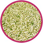 mucchio di punti verdi sparsi su uno sfondo bianco e circondato da un cerchio rosa mucchio di punti verdi sparsi su uno sfondo bianco e circondato da un cerchio rosa