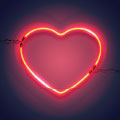 un cuore al neon rosso lucido su uno sfondo nero - weightworld