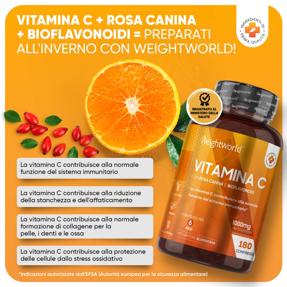 Acquista Vitamina C con Rosa Canina e Bioflavonoidi WeightWorld