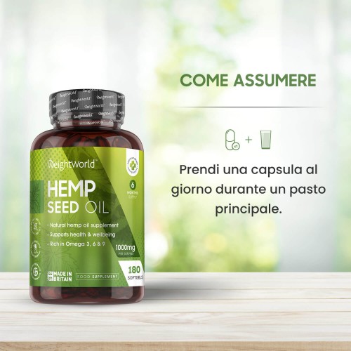 Olio di Semi di Canapa Benessere Generale in 1000mg WeightWorld