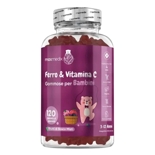 Gummies Ferro e Vitamina C per bambini al gusto di frutti rossi