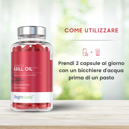 Olio di Krill Antartico integratore di Omega3 puro WeightWorld Olio di Krill Antartico integratore di Omega3 puro WeightWorld