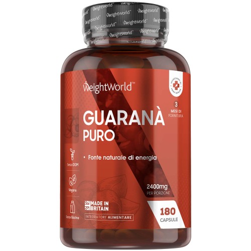 capsule di guaranà pura weightworld energizzante acceleratore metabolico