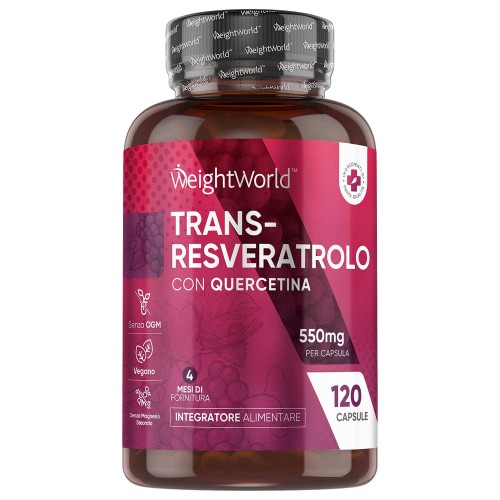 Resveratrolo 60 Capsule 250 mg -  Naturale Antiossidanti Integratori con Proprietà Antinvecchiamento e Antinfiammatorie