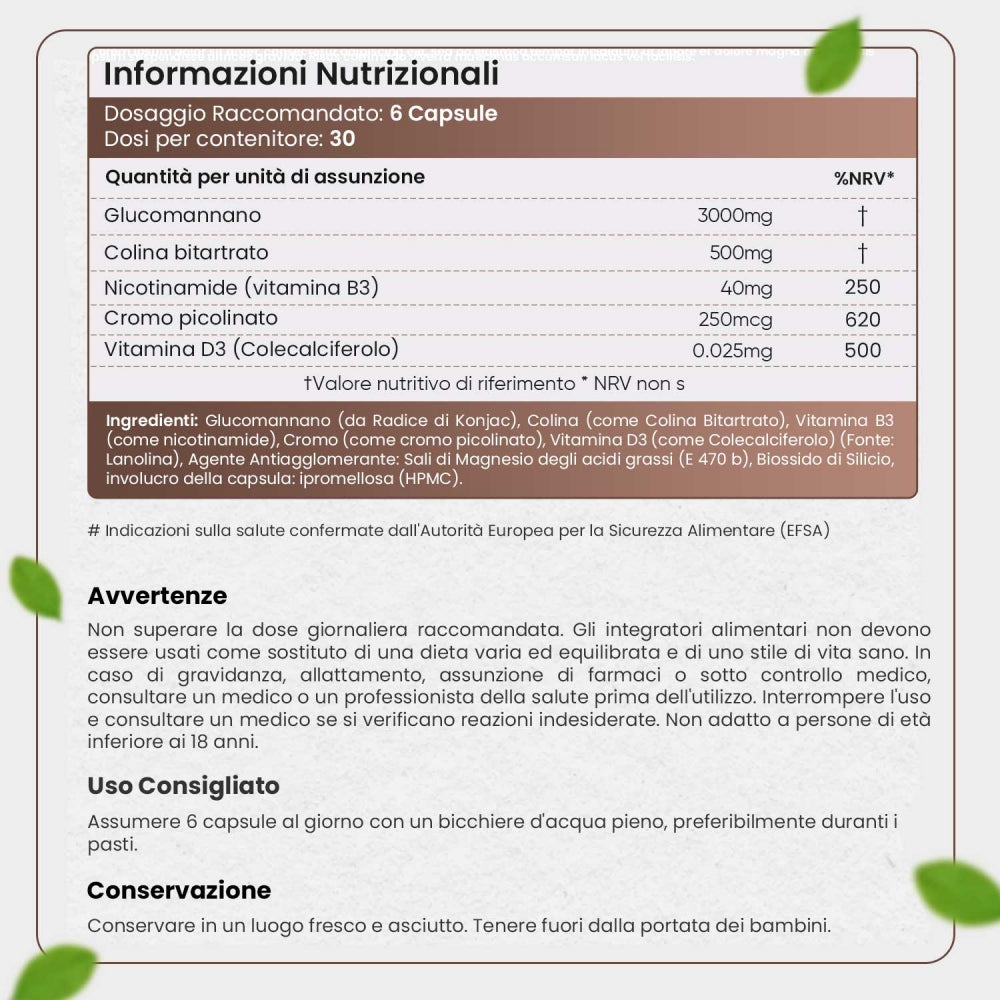 Tabella Informazioni Nutrizionali Glucomannano Complex WeightWorld
