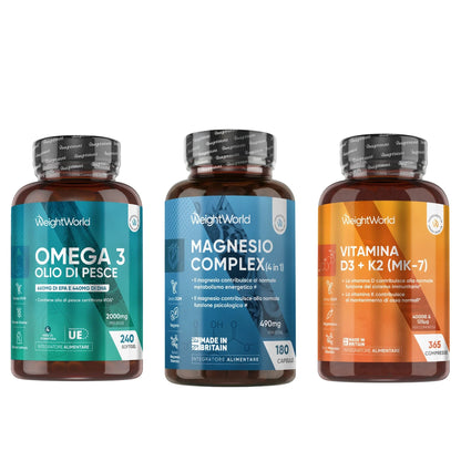 Combo Essenziali Omega 3 + Magnesio Complex + Vitamina D3 K2