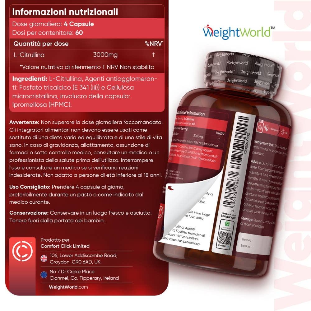Informazioni nutrizionali L-Citrullina WeightWorld
